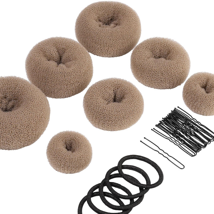 Teenitor front package showing tan bun makers and accessories for easy styling