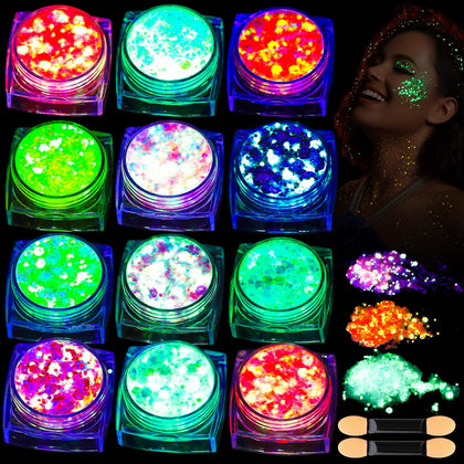 Teenitor front packaging displaying 12 colorful glow gels for festival-ready looks