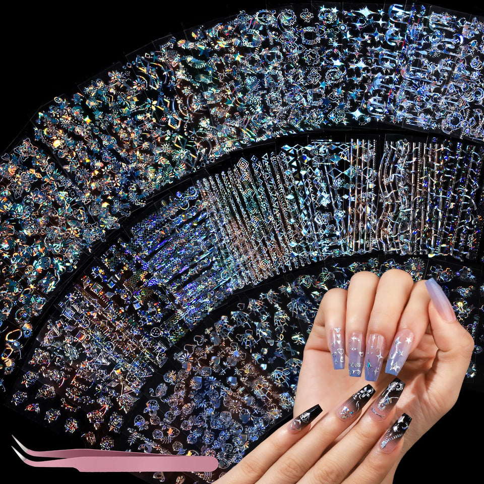 Teenitor front packaging showing 50 aurora nail sticker sheets and variety