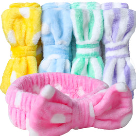 Teenitor front view of five colorful headbands neatly stacked, convenient set