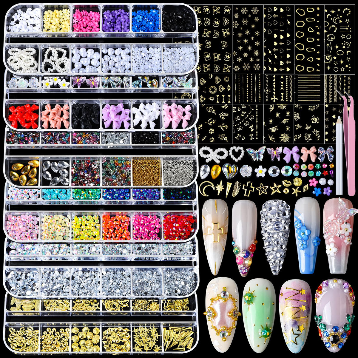 Teenitor front packaging showing complete nail charms kit and tools benefit convenience