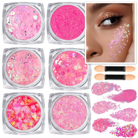 Teenitor front packaging showing six pink glitter pots and applicators for easy selection