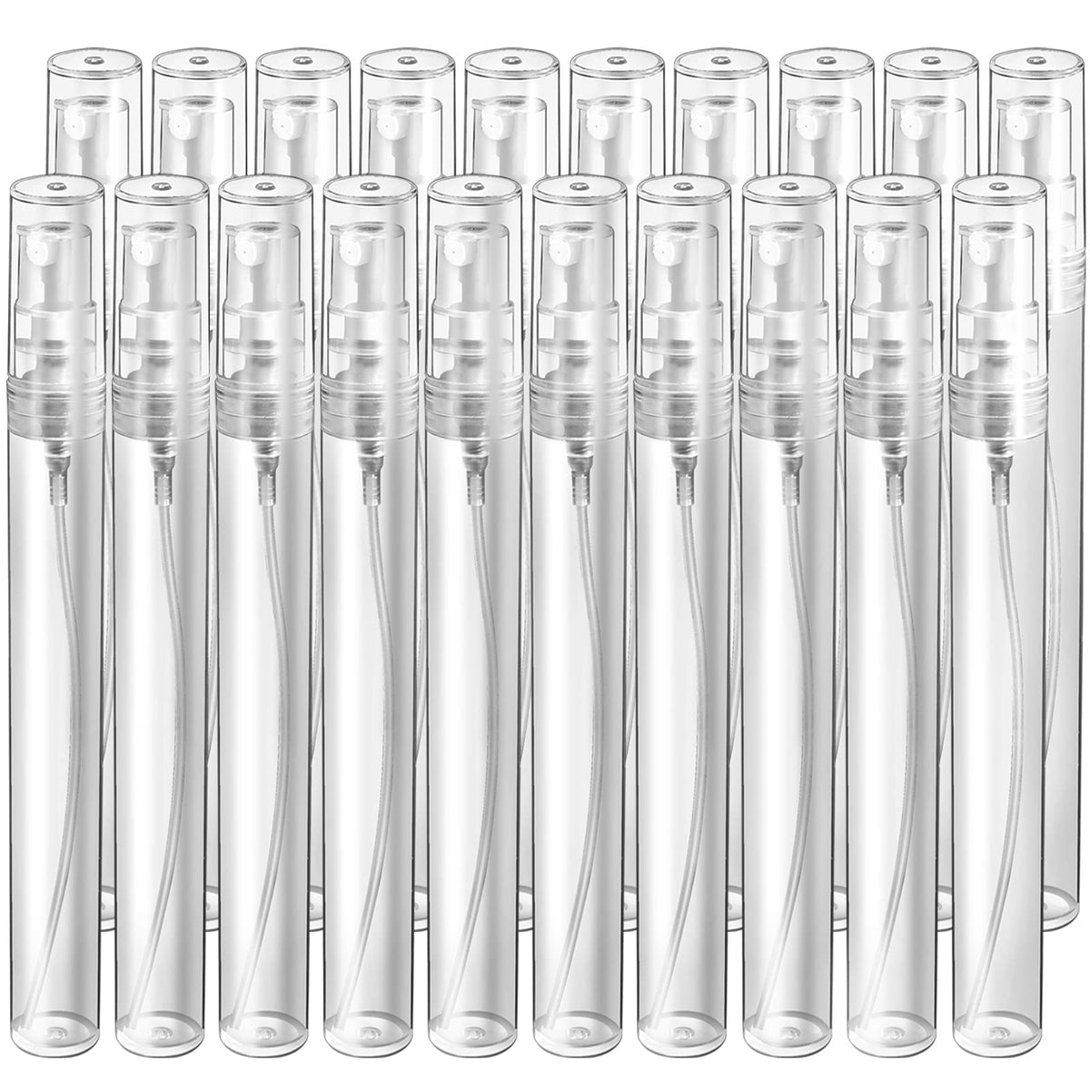 Teenitor front view of 20-pack mini spray bottles showing contents and quantity for travel convenience