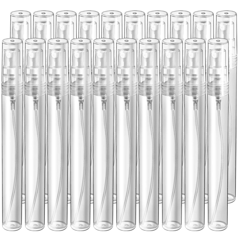 Teenitor front view of 20-pack mini spray bottles showing contents and quantity for travel convenience