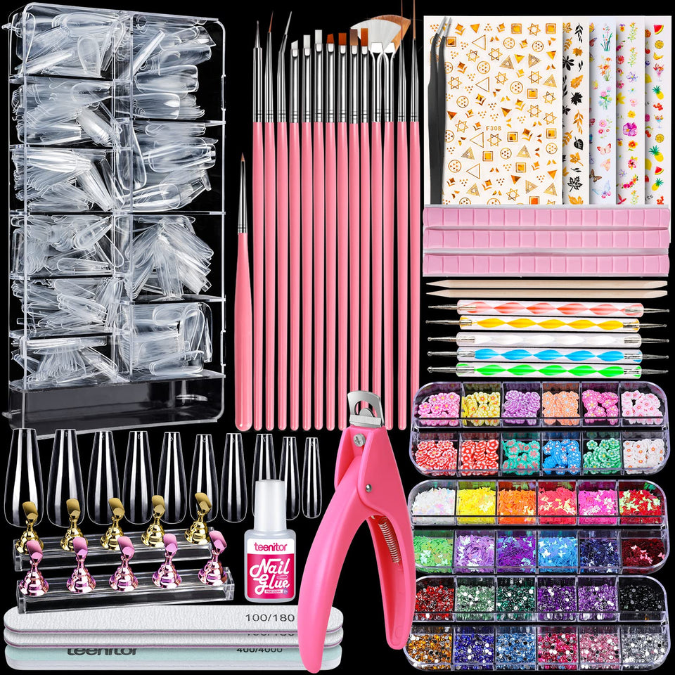Teenitor front packaging showing full nail kit and tool assortment for easy crafting