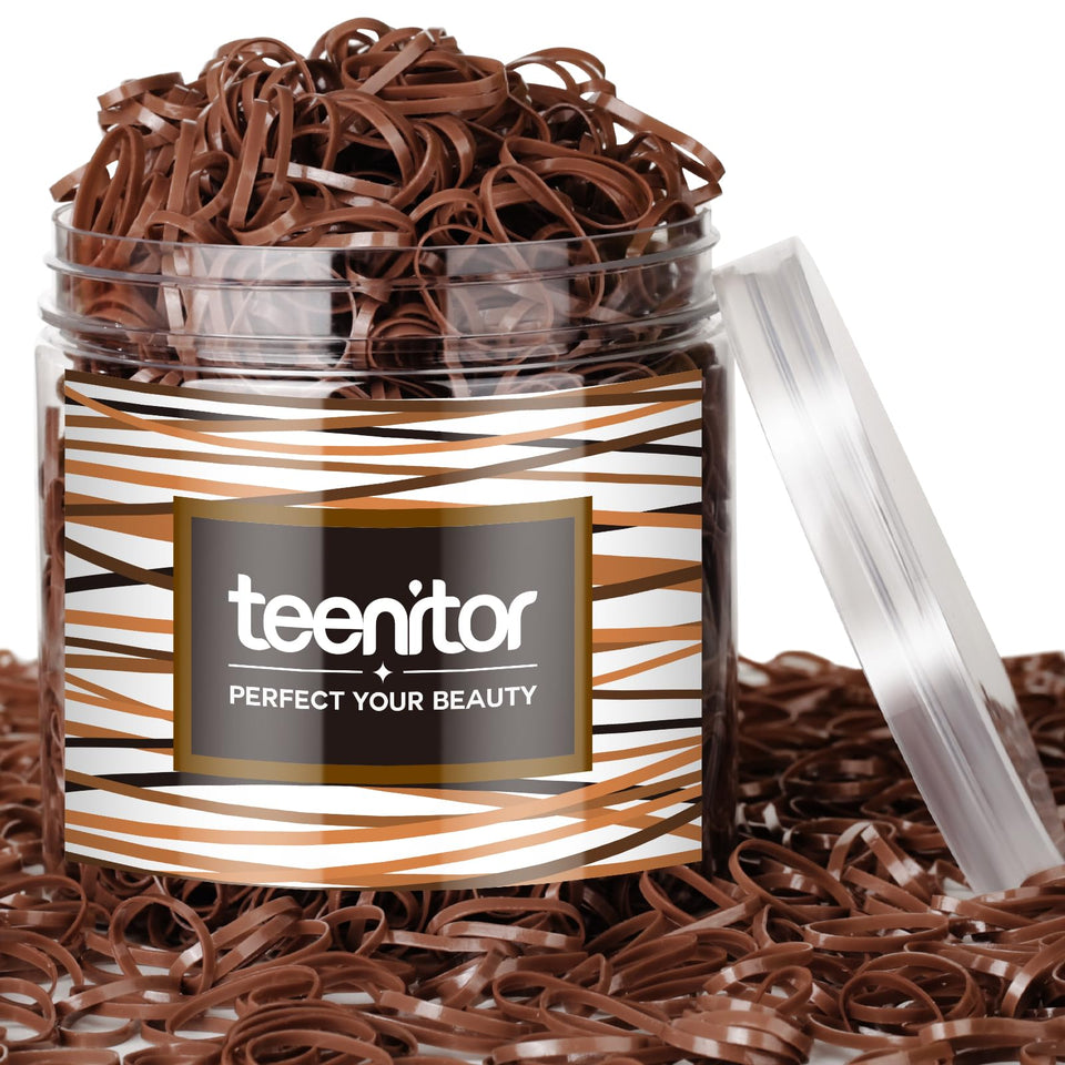 Teenitor front packaging showing 2000 light brown hair bands for long-lasting supply