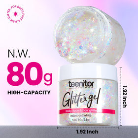 Teenitor glitter gel texture close-up revealing chunky and fine sparkle