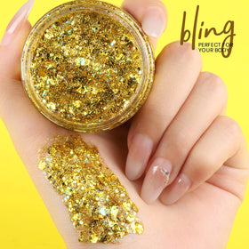 Teenitor glitter texture close-up showing multi-size sparkle