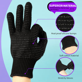 Teenitor gloves holding a curling iron to prevent quick-contact burns