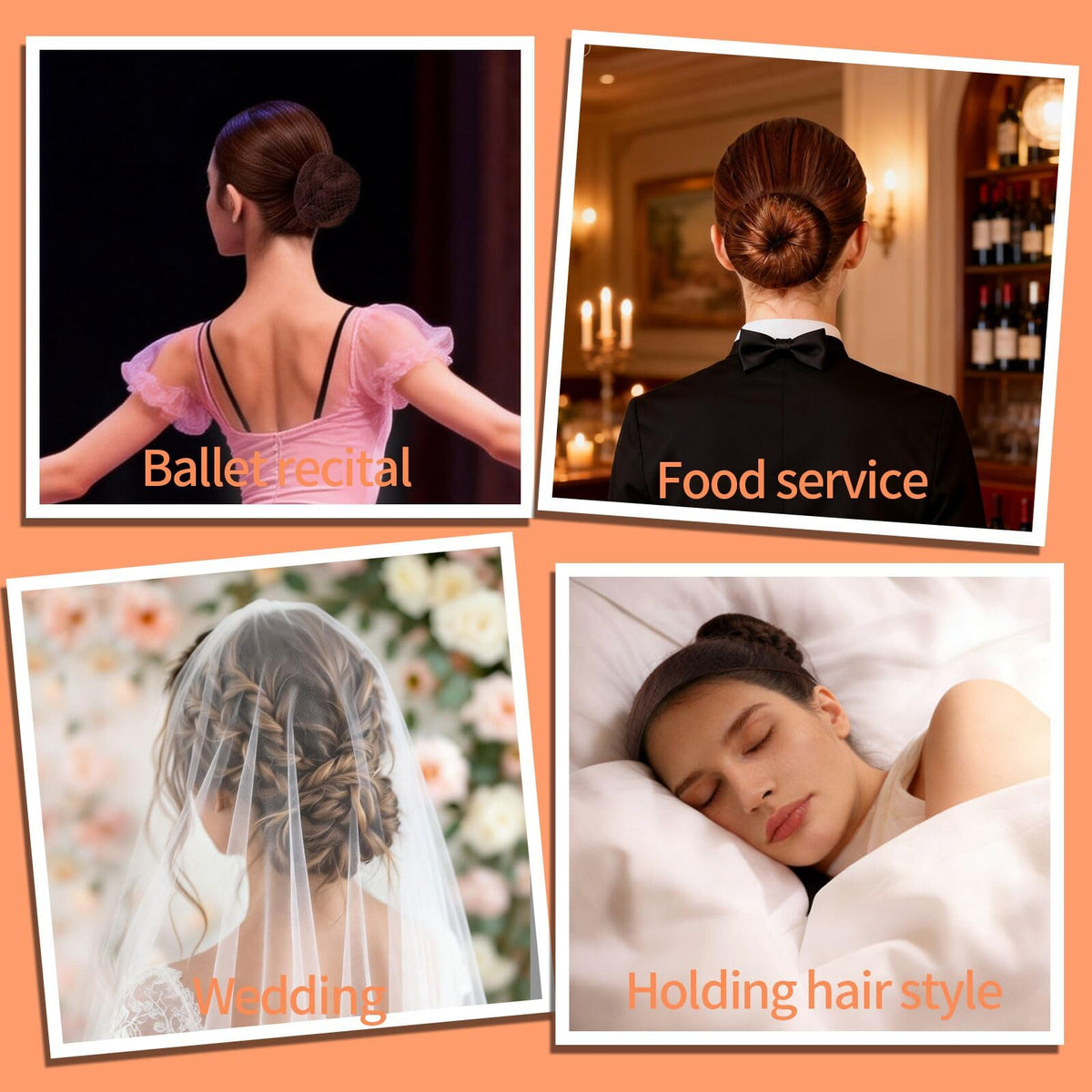 Teenitor hair net on model creating ballet bun, professional finish