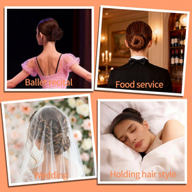 Teenitor hair net on model creating ballet bun, professional finish