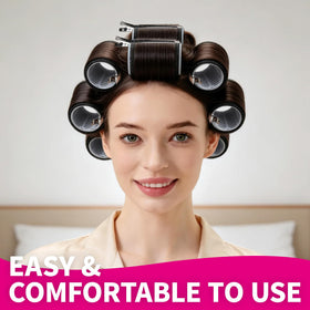 Teenitor rollers in use creating waves while woman wraps hair for heatless styling