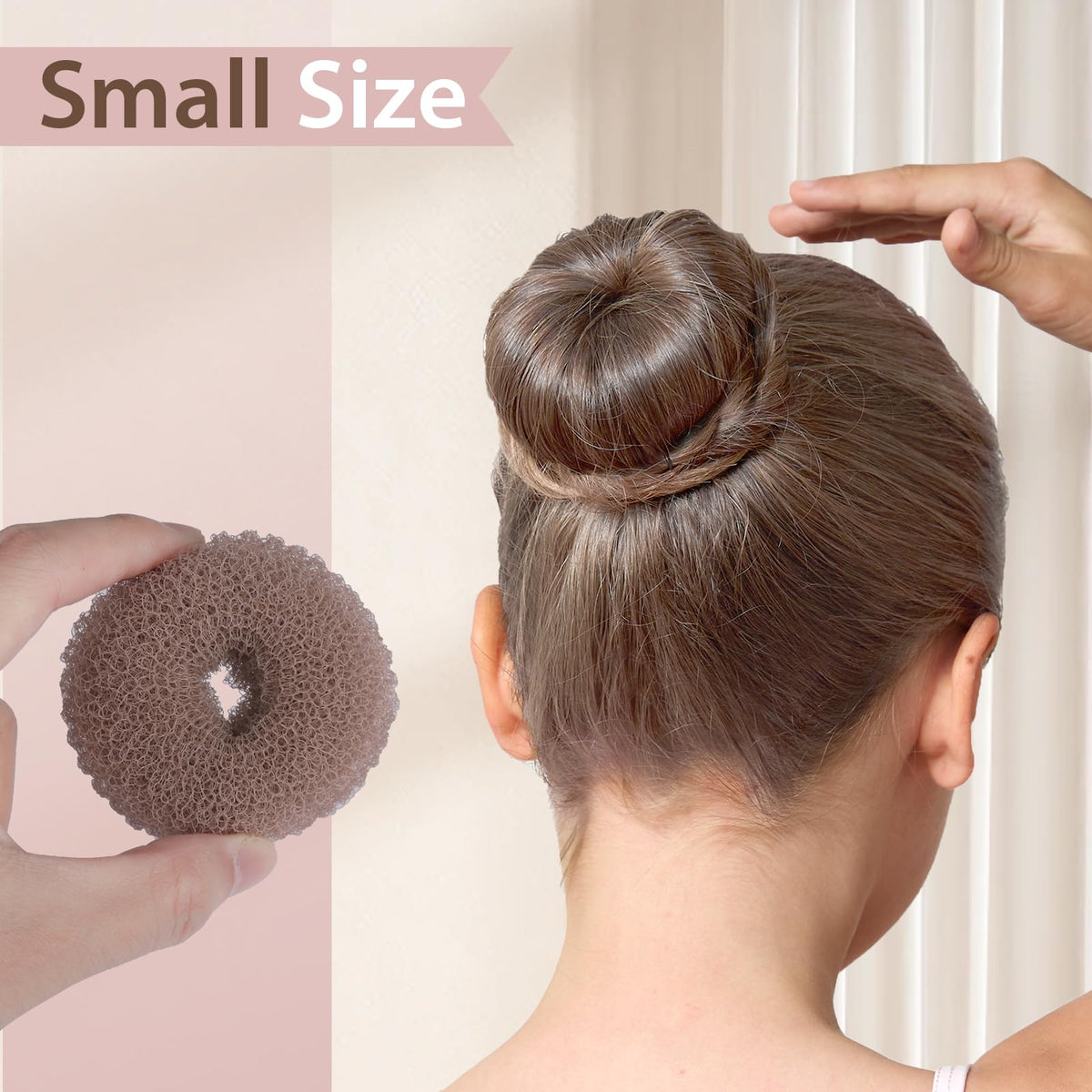 Teenitor invisible net stretched over bun to hide base and hold