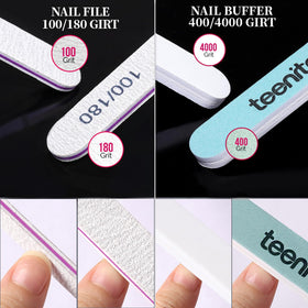 Teenitor kit flatlay showing all components for complete at-home nail work