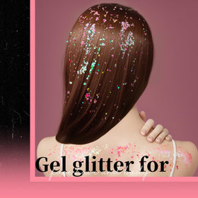 Teenitor festival makeup look on model radiating playful pink shimmer and energy