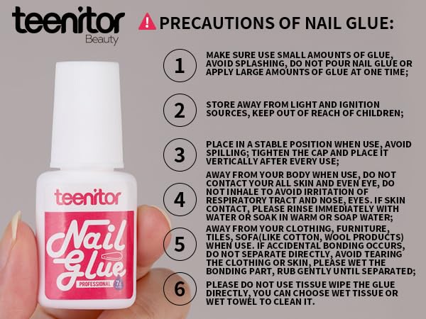 Teenitor finished press-on coffin nails applied for a salon-style at-home look