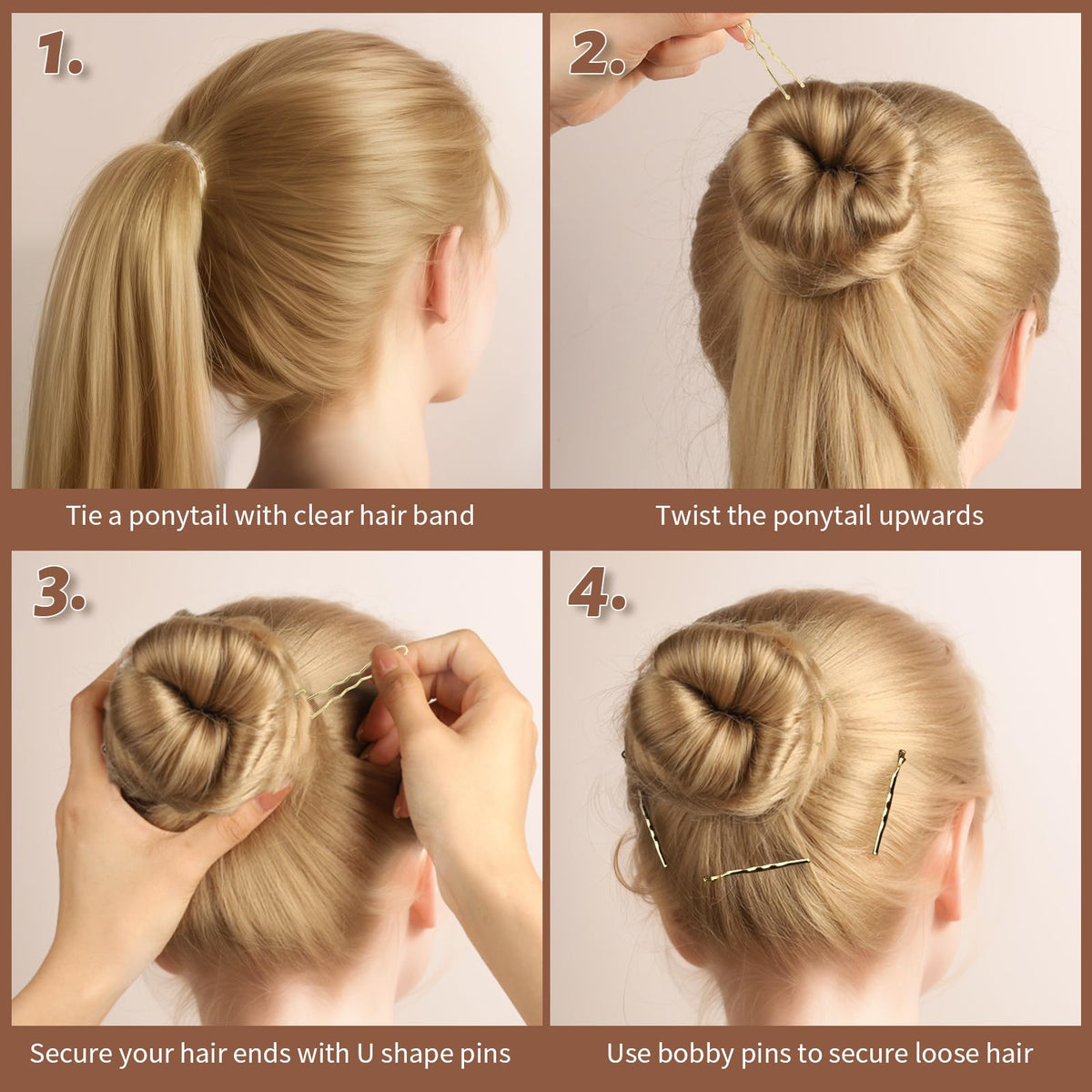 Teenitor applied in a blonde updo showing discreet hold and natural look