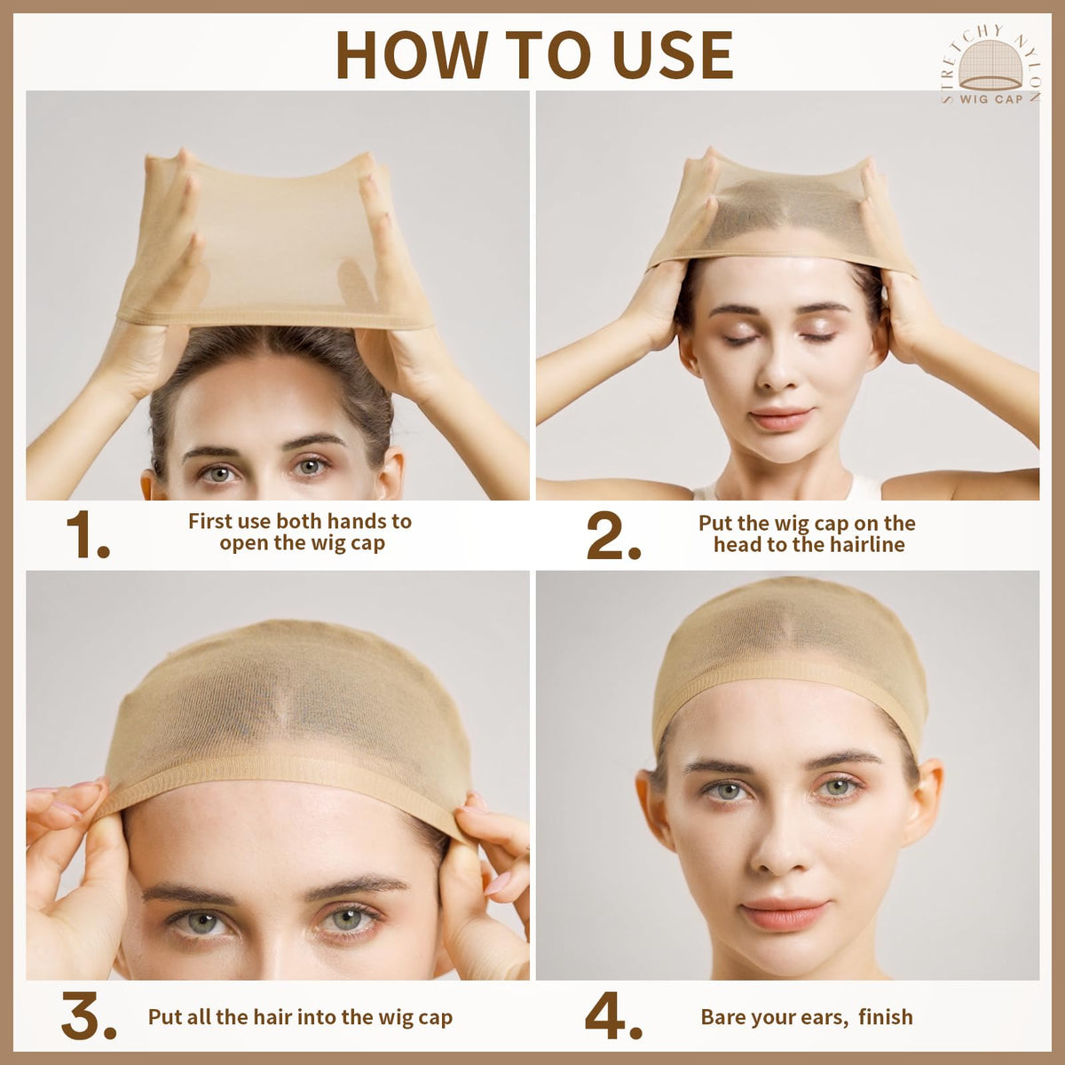 Teenitor lifestyle image of applying wig cap at dressing table for organized routine