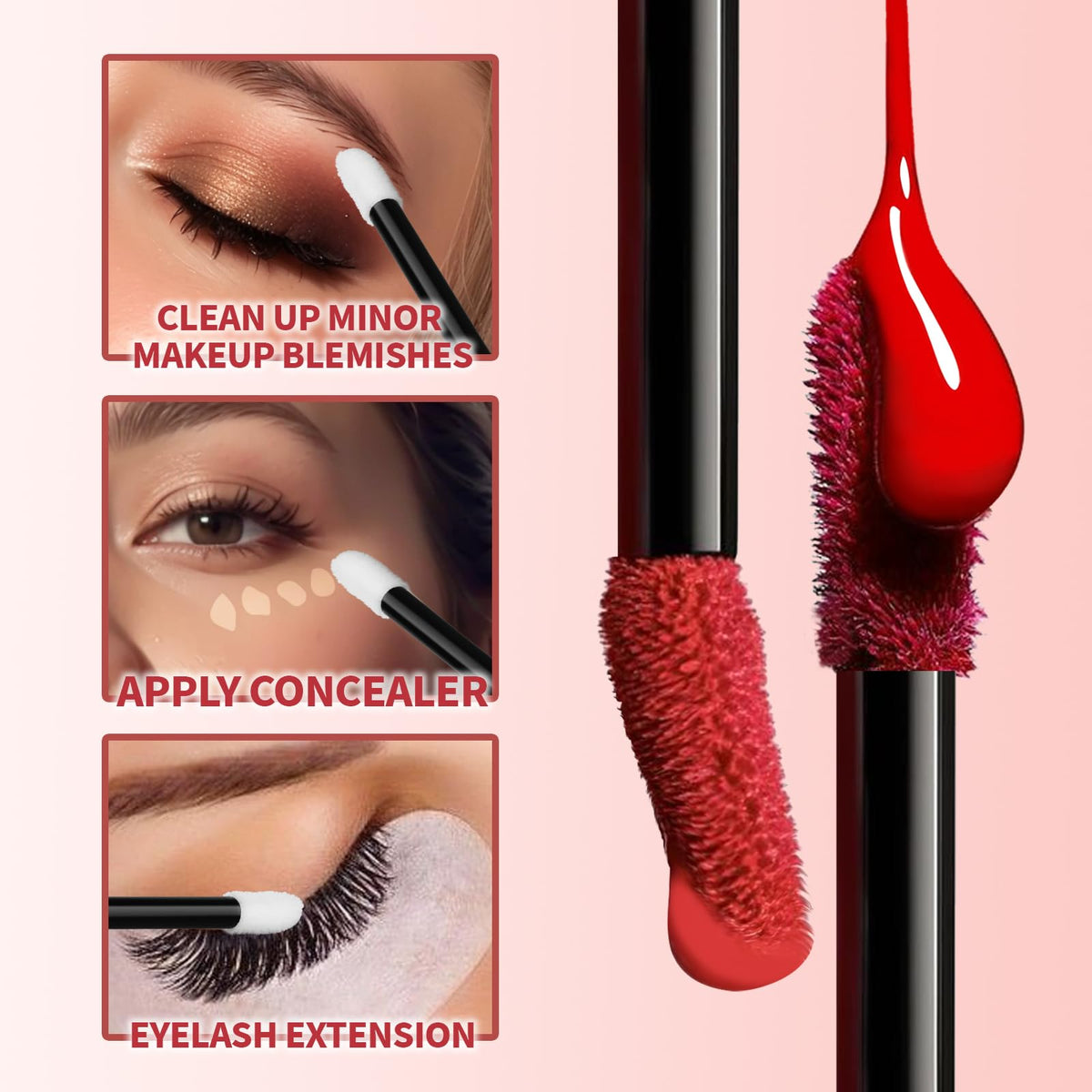 Teenitor lip wand applying gloss to lips showing controlled, sanitary color application