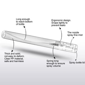 Material and label view of Teenitor bottle highlighting odorless PP construction and safe use