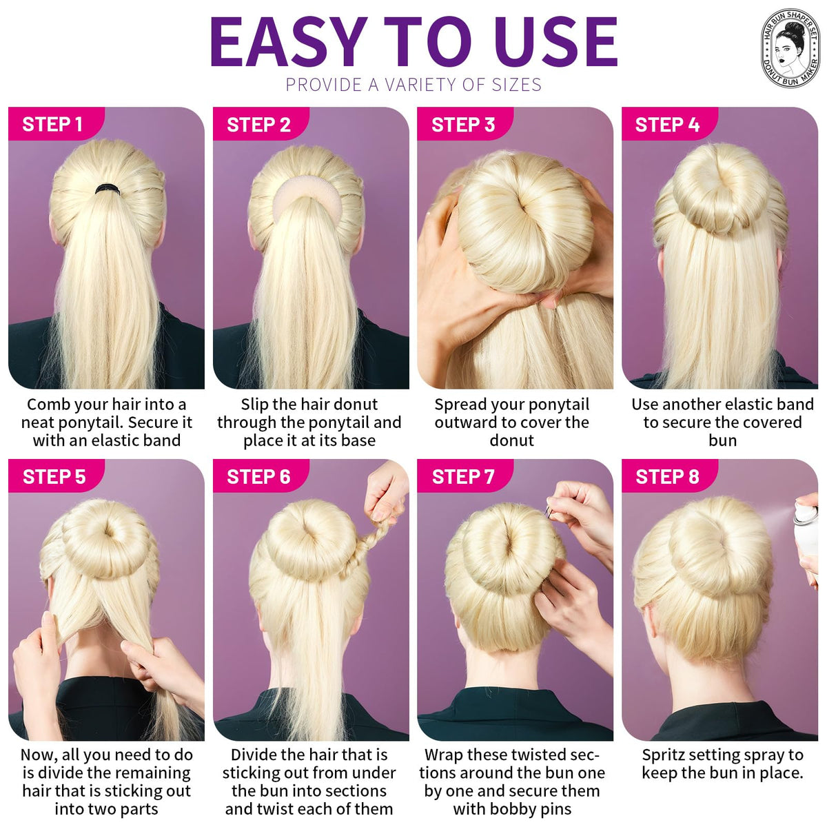 Teenitor hands styling a medium bun using the ring, fast everyday updo
