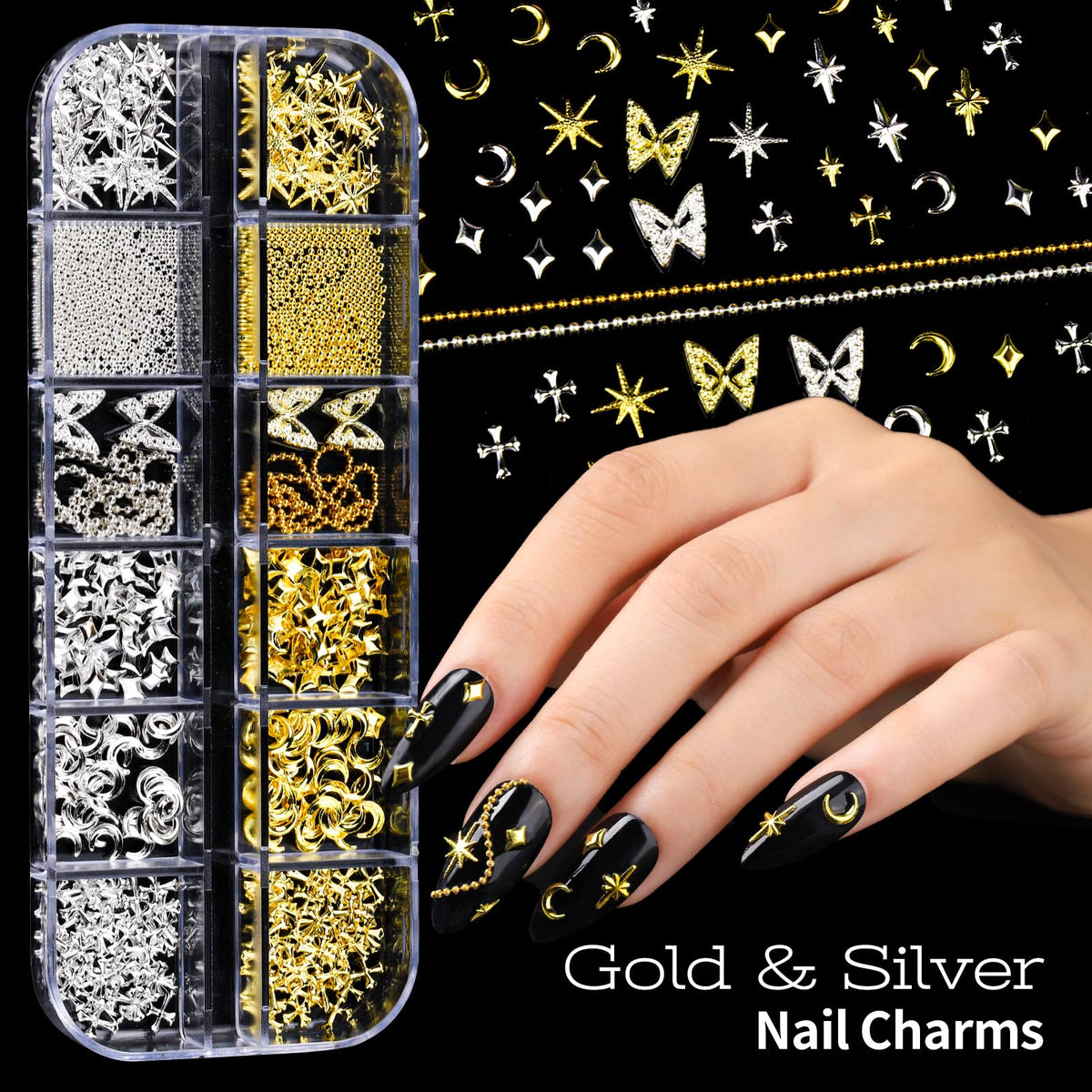 Teenitor metallic gold and silver charms with tiny chains for luxe accents