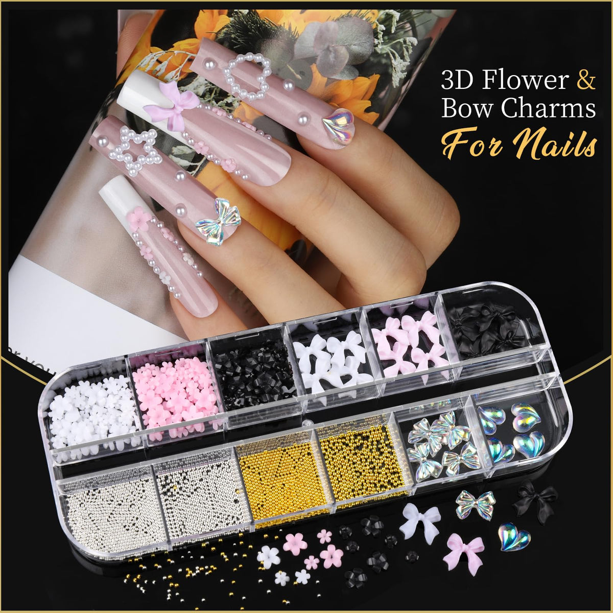 Teenitor metallic pearls and AB rhinestones providing elegant shine