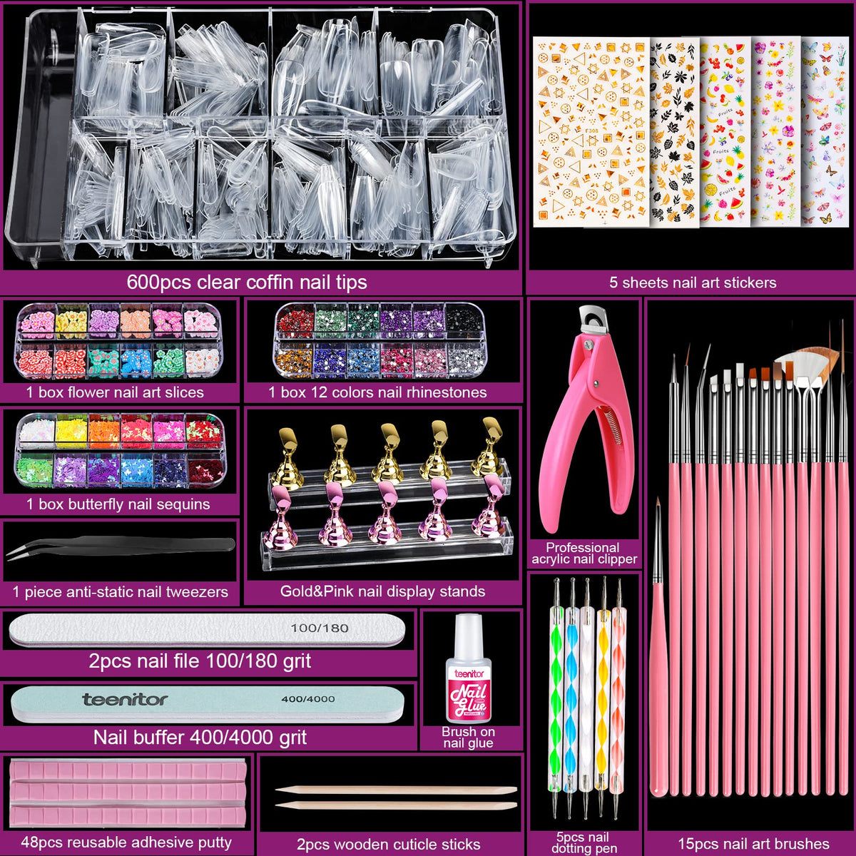 Teenitor magnetic nail stand holding tips for painting and drying without smudges