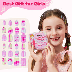 Teenitor nails in use on a child demonstrating quick application and playful style