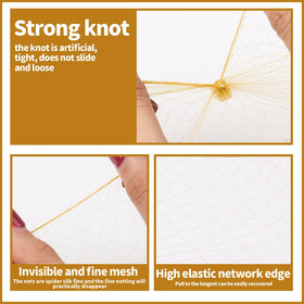 Teenitor elastic edge detail on hair net, stretches to hold buns without creasing