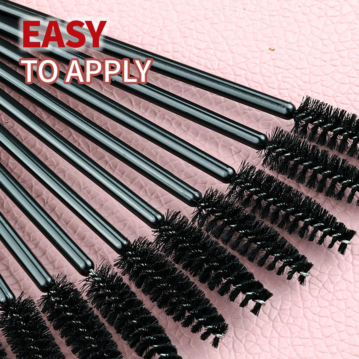 Teenitor open box revealing 100 mascara spoolies and 100 lip wands, ready for professional use