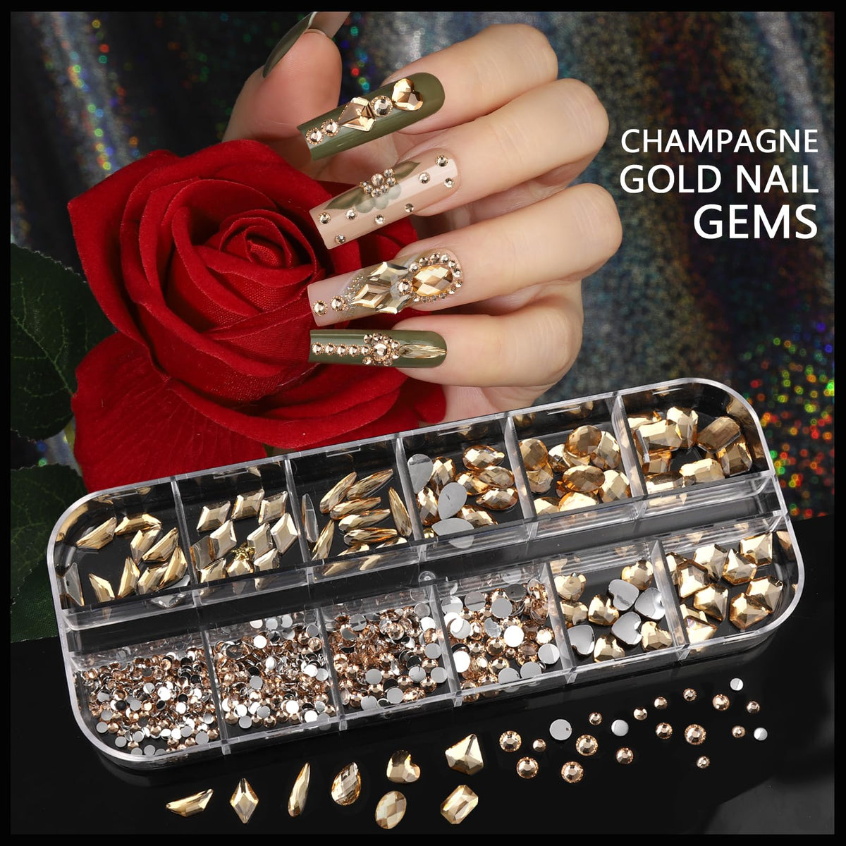 Teenitor pearls and caviar beads array showing multiple sizes for precise nail detailing