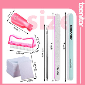 Teenitor pink soak-off clips close-up demonstrating secure acetone hold