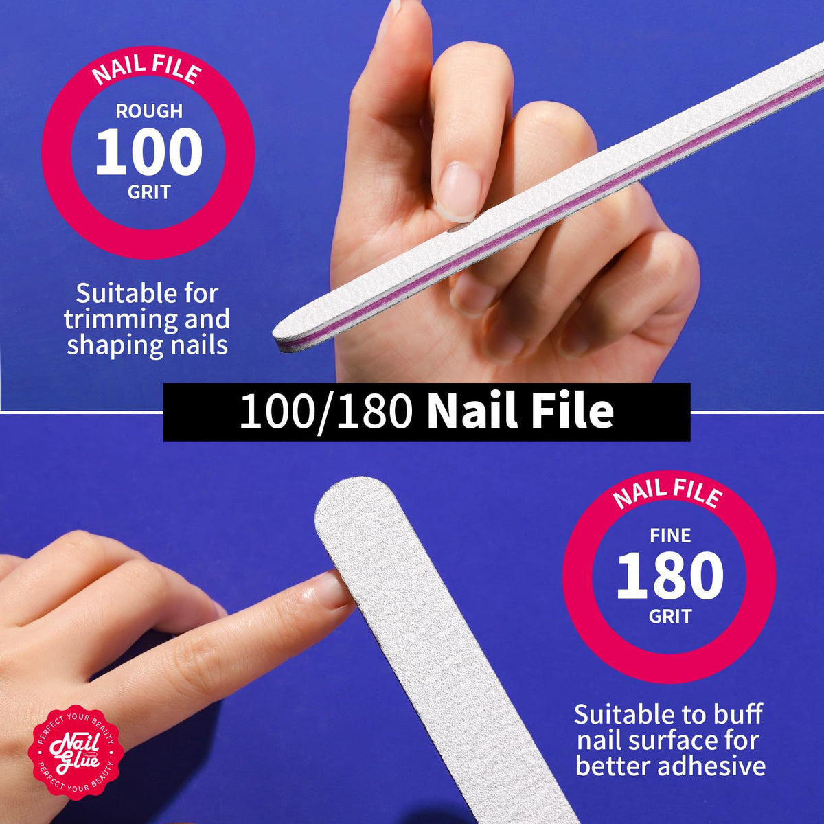 Teenitor application showing press-on nail being pressed for secure adhesion