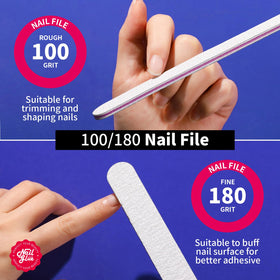 Teenitor application showing press-on nail being pressed for secure adhesion