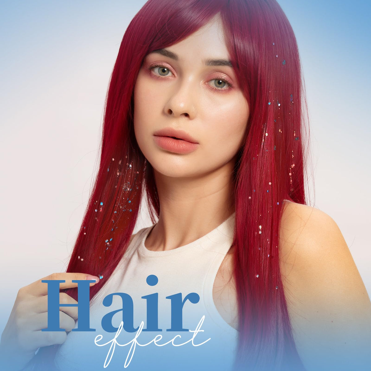 Teenitor glitter gel on model at party illustrating long-lasting shine and style