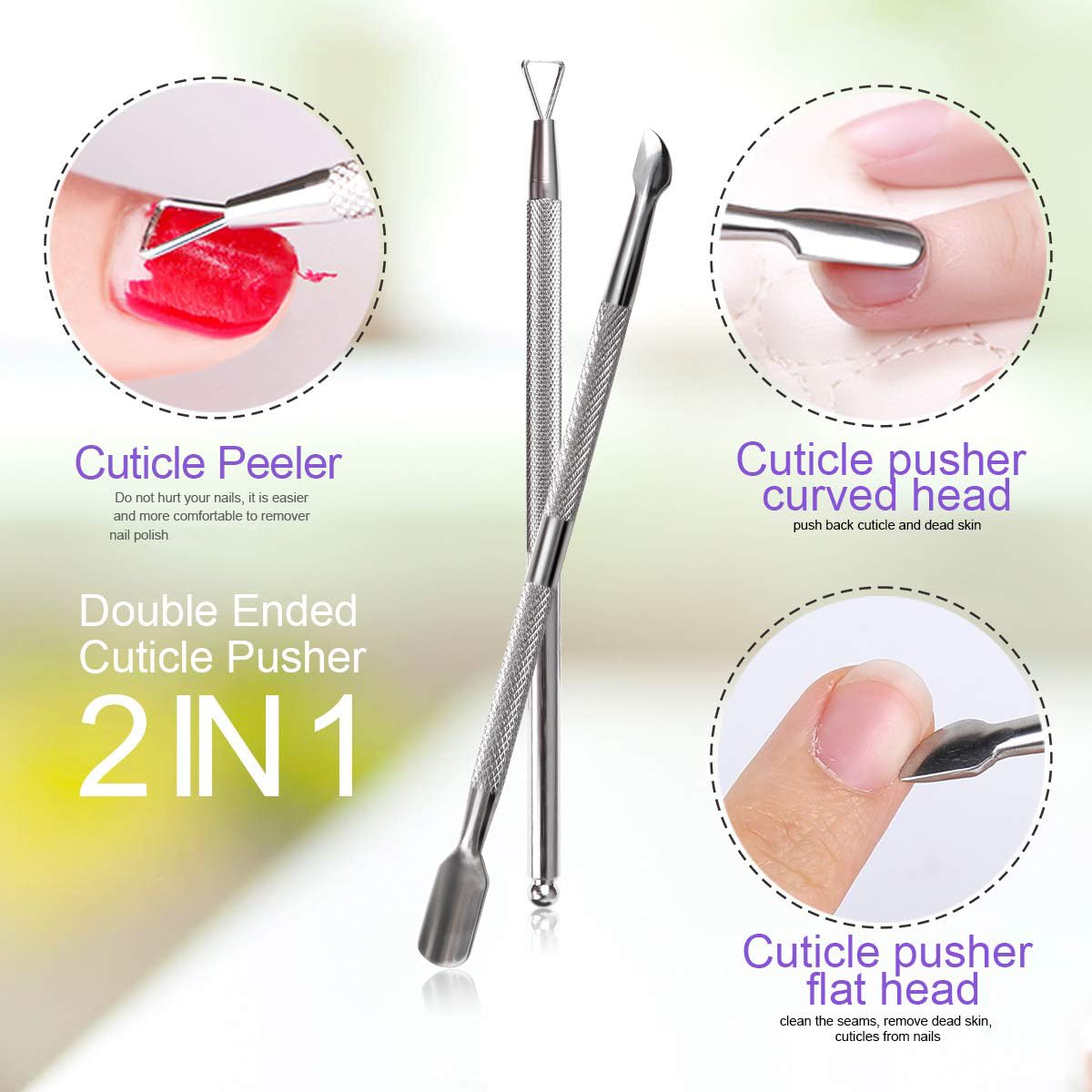 Teenitor gel scraper and cuticle peeler detail for precise residue removal benefit