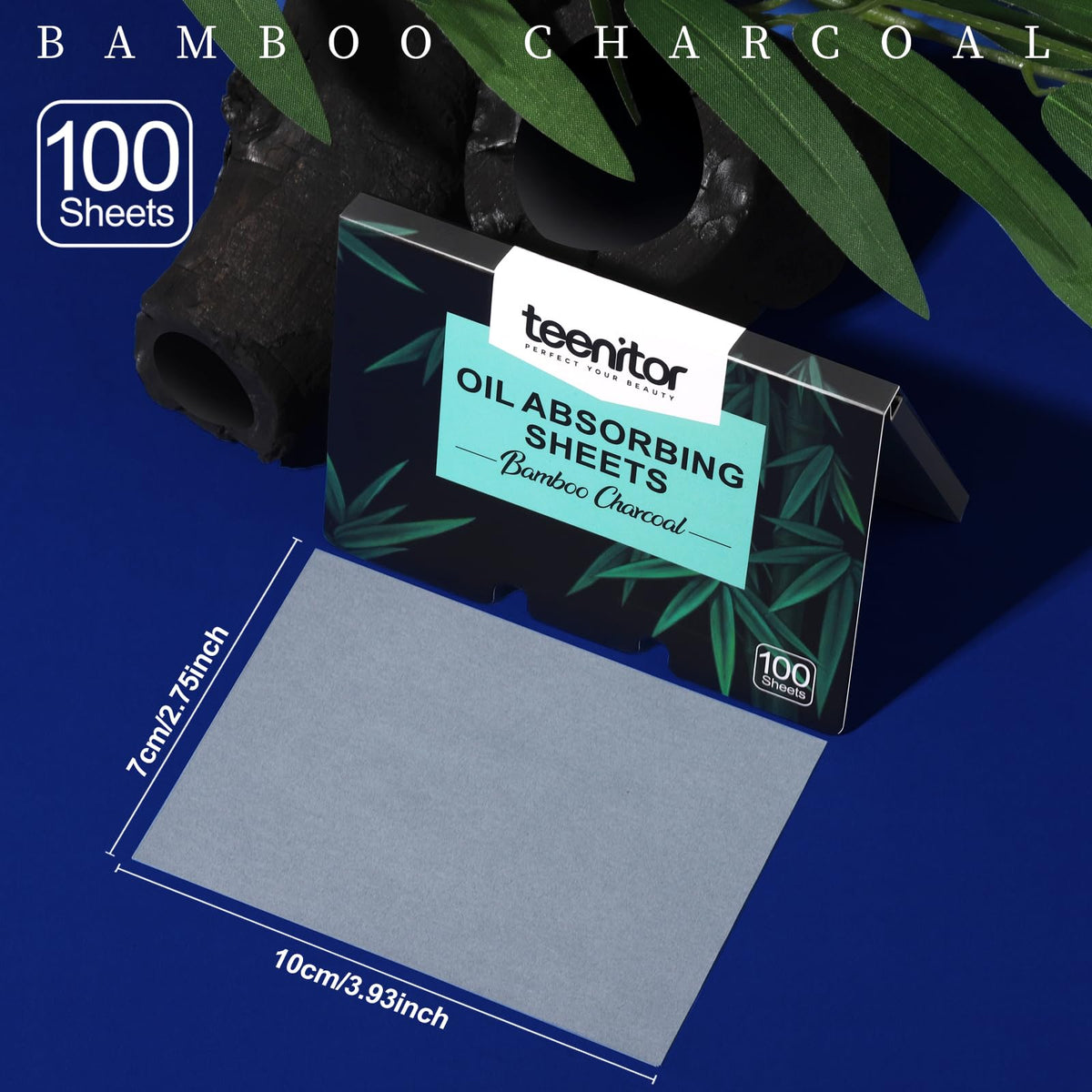 Teenitor close-up of sheet texture with charcoal granules for stronger oil absorption