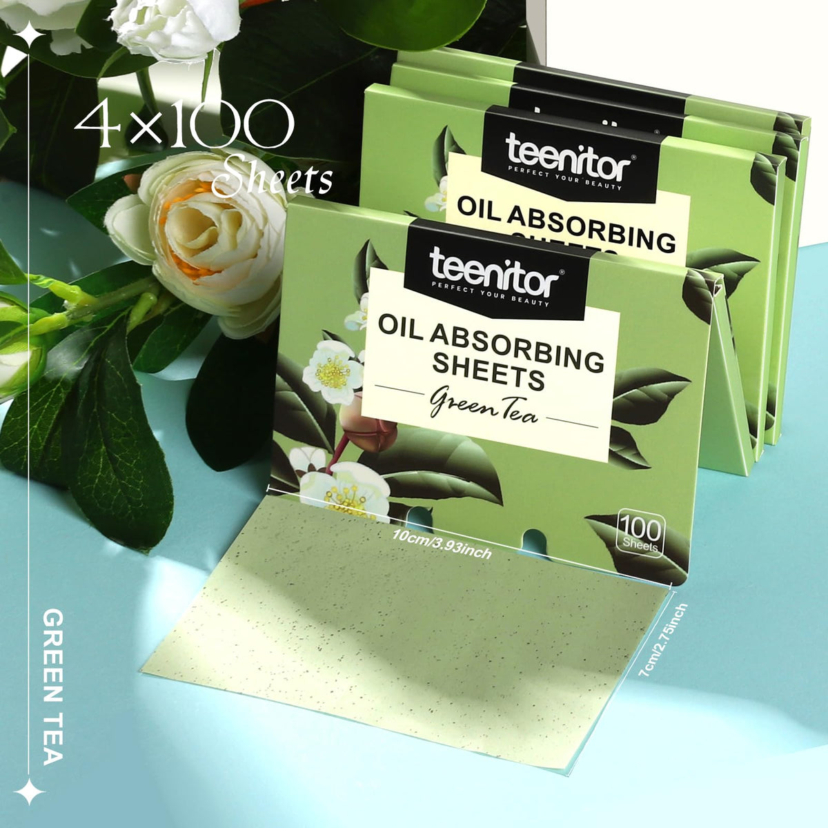 Teenitor single blotting sheet close-up demonstrating absorbent surface
