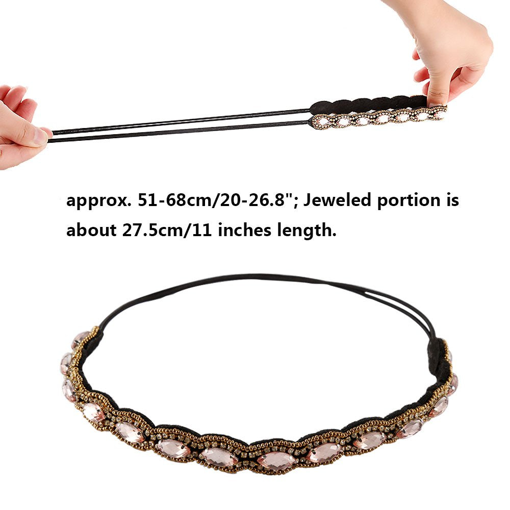 Teenitor headbands beside measuring tape showing 51–68cm size range clarity