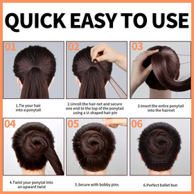 Teenitor stretched net over hair showing size, fits long hair