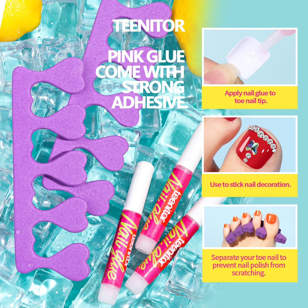 Teenitor sponge toe separator between toes providing comfort and clean polish drying