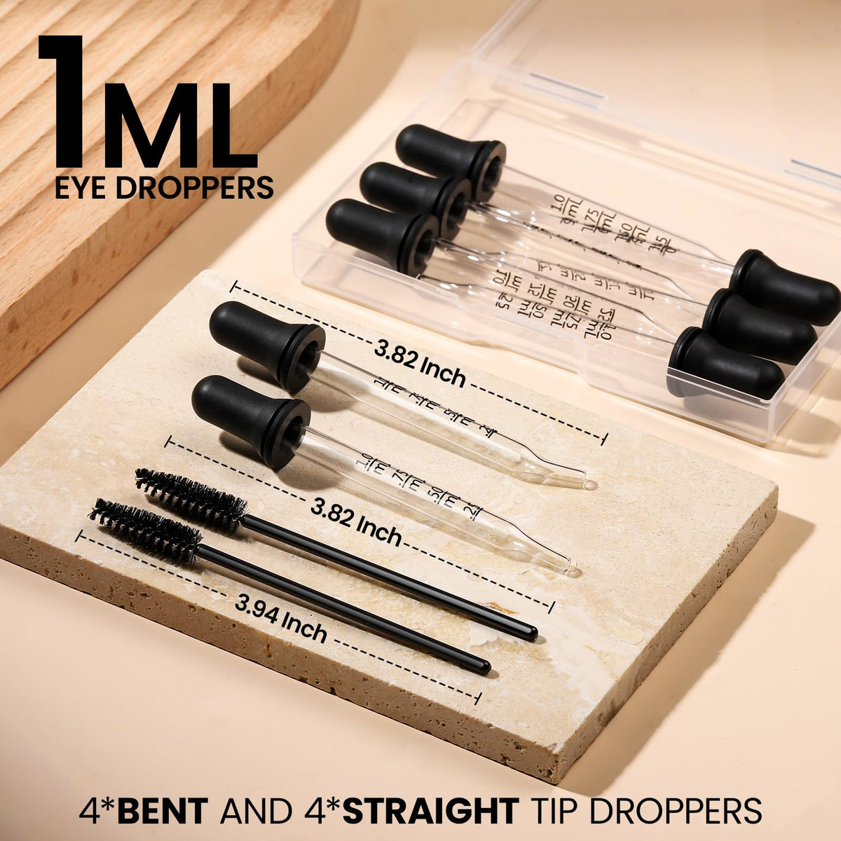 Teenitor straight tip glass dropper close-up showing clear scale and precise dispensing control