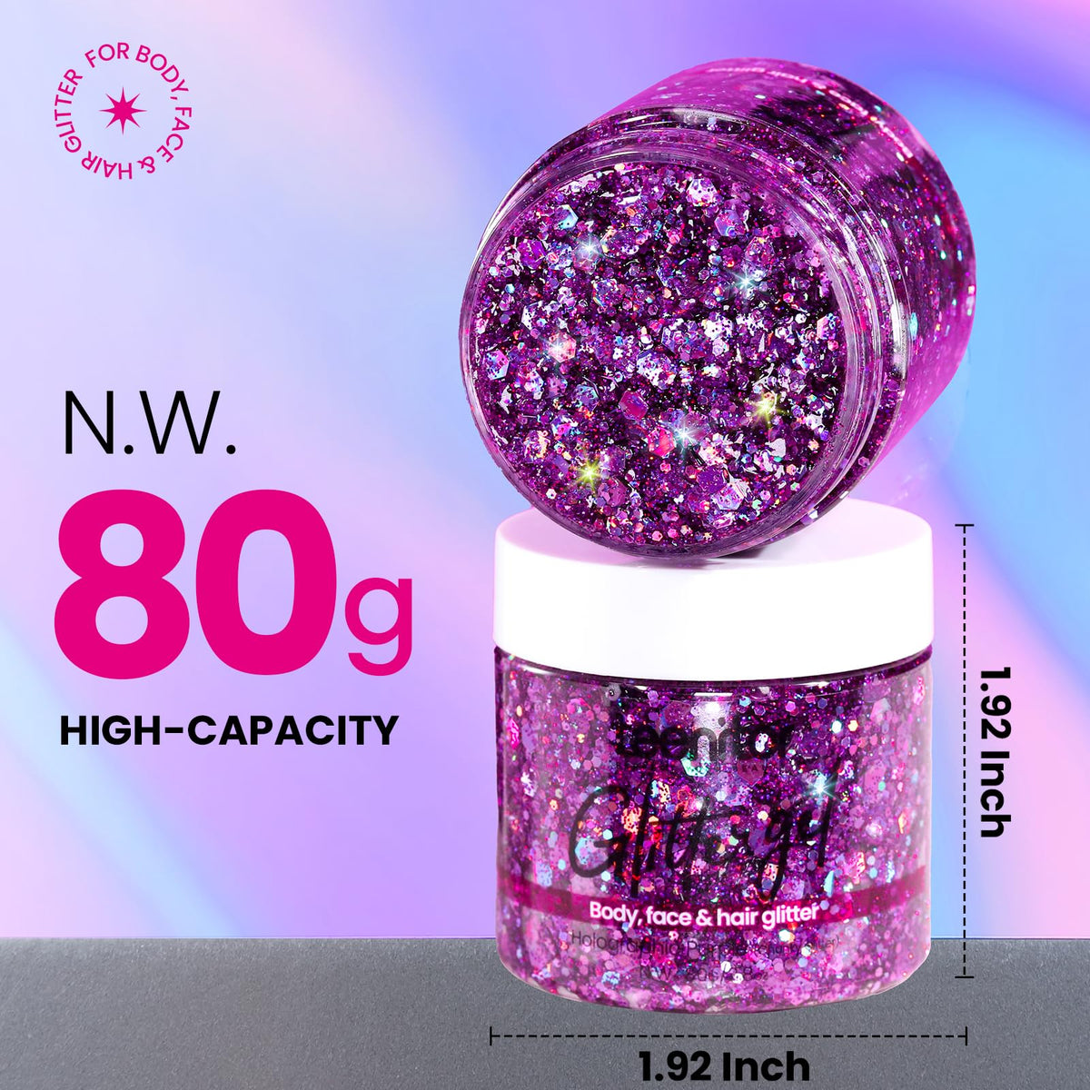 Close-up texture of Teenitor purple gel, smooth consistency for even shimmer