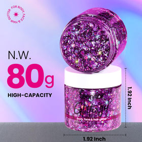 Close-up texture of Teenitor purple gel, smooth consistency for even shimmer