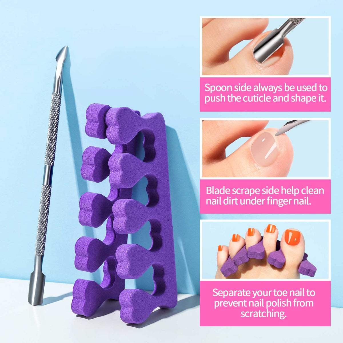 Teenitor press-on toe tips applied on foot demonstrating quick salon-style result