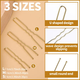 Teenitor assorted U-pins in three lengths, providing secure hold for many hair types