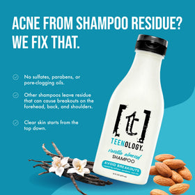 Teenology back label with ingredients list for skin-friendly reassurance