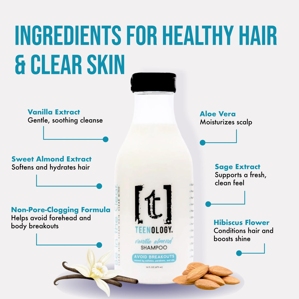 Teenology shampoo texture close-up showing lightweight creamy lather