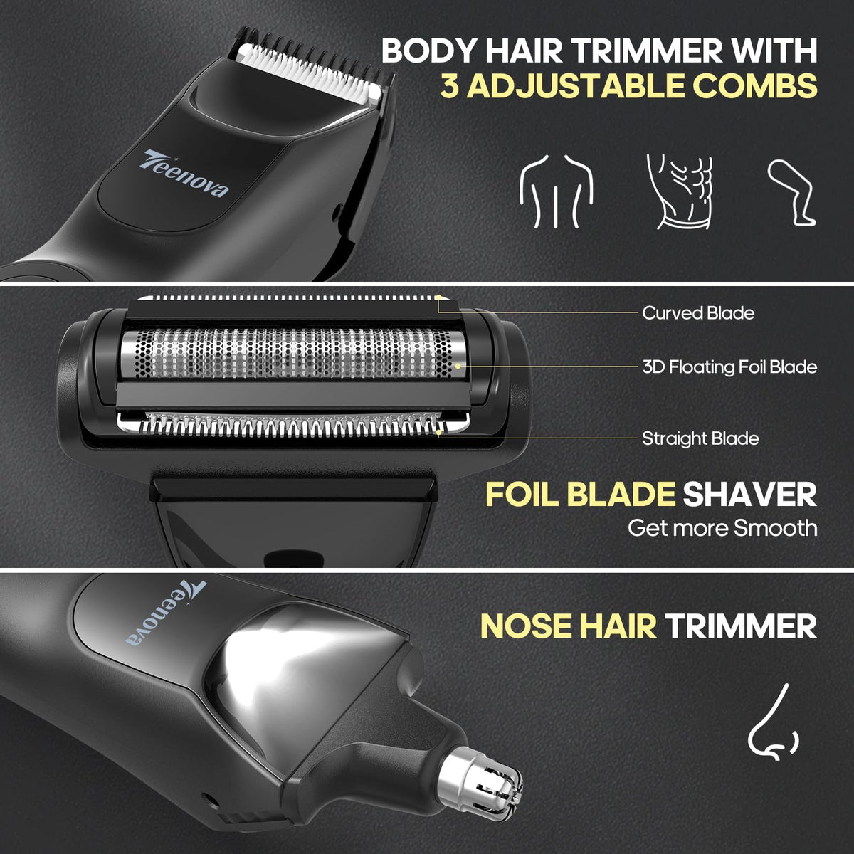TEENOVA foil shaver head detail for smooth close finish and comfort